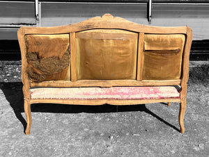 ANTIQUE 19th CENTURY FRENCH ORNATE BLEACHED OAK 3 SEATER SALON SOFA, c1900