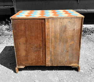 ANTIQUE 19th CENTURY ENGLISH PINE HAND PAINTED CHEST OF DRAWERS, c1900