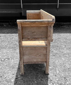 LARGE ANTIQUE 19th CENTURY EUROPEAN BLEACHED PINE BENCH SEAT, c1900