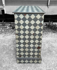 ANTIQUE 19th CENTURY ENGLISH PAINTED GEOMETRIC CHEST OF DRAWERS, c1900