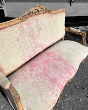 Load image into Gallery viewer, ANTIQUE 19th CENTURY FRENCH ORNATE BLEACHED OAK 3 SEATER SALON SOFA, c1900
