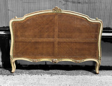 Load image into Gallery viewer, ANTIQUE 19th CENTURY FRENCH ORNATE ORIGINAL PAINTED &amp; CANED UPHOLSTERED DAYBED, c1900
