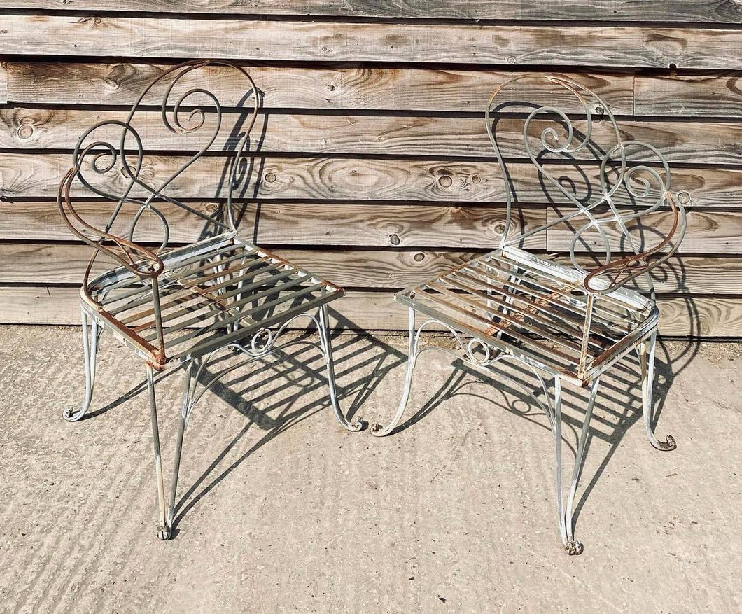 20TH CENTURY FRENCH PAIR OF WROUGHT IRON GARDEN LOVE SEATS