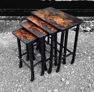 20TH CENTURY SET OF 4 CHINOISERIE NEST TABLES, C1940