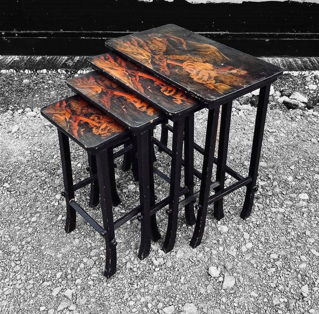 20TH CENTURY SET OF 4 CHINOISERIE NEST TABLES, C1940