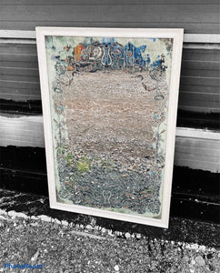 20TH CENTURY FRENCH OVERMANTLE MIRROR HAND PAINTED DETAILS TO MIRROR