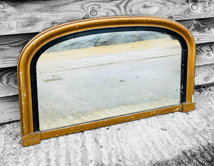 ANTIQUE 19TH CENTURY FRENCH GILTWOOD OVERMANTLE WALL MIRROR, C1900