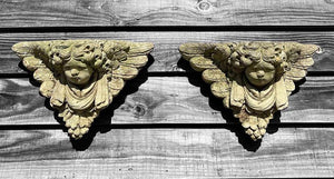 20TH CENTURY FRENCH PAIR OF ORNATE STONE WALL PLANTERS, C1940