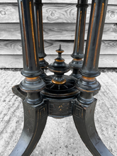 Load image into Gallery viewer, ANTIQUE 19TH CENTURY FRENCH EBONISED INLAID TILT TOP CENTRE TABLE, c1900
