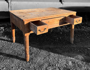 ANTIQUE 19TH CENTURY ENGLISH FARMHOUSE RUSTIC PINE DINING TABLE, c1900