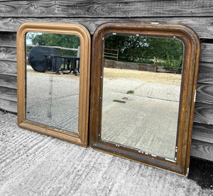 ANTIQUE 19th CENTURY FRENCH NEAR PAIR ORNATE GILTWOOD WALL MIRRORS, c1900