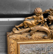 Load image into Gallery viewer, ANTIQUE 19TH CENTURY FRENCH ORNATE GILTWOOD OVERMANTLE WALL MIRROR, c1900
