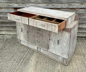 ANTIQUE 20TH CENTURY HEALS LIMED OAK SIDEBOARD, C1920