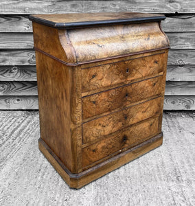 ANTIQUE 19TH CENTURY FRENCH BURR WALNUT DRESSING CHEST WITH DRAWERS, C1900