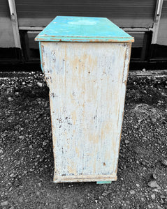 ANTIQUE 19TH CENTURY FRENCH ORIGINAL PAINTED CUPBOARD, c1900