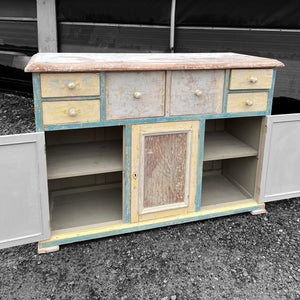 ANTIQUE 19th CENTURY FRENCH ORIGINAL PAINTED SIDEBOARD DRESSER, c1900