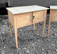 Load image into Gallery viewer, ANTIQUE 20TH CENTURY FRENCH PAIR OF CONTEMPORARY MARBLE TOPPED BEDSIDE TABLES, c1920
