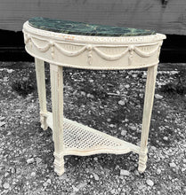 Load image into Gallery viewer, 20TH CENTURY FRENCH ORNATE MARBLE TOPPED DEMI LUNE CONSOLE TABLE, C1940

