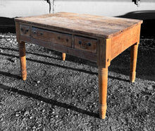 Load image into Gallery viewer, ANTIQUE 19TH CENTURY ENGLISH FARMHOUSE RUSTIC PINE DINING TABLE, c1900
