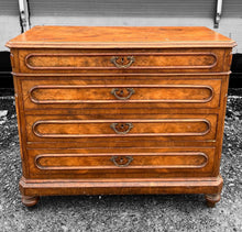 Load image into Gallery viewer, ANTIQUE 19th CENTURY FRENCH BURR WALNUT CHEST OF DRAWERS, c1900
