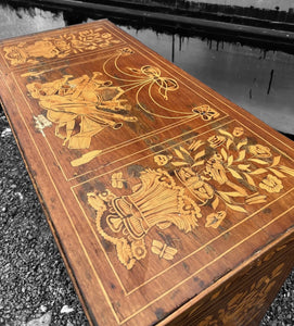 ANTIQUE 19TH CENTURY DUTCH ORNATE MARQUETRY INLAID CUPBOARD, C1800