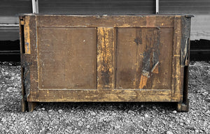 LARGE ANTIQUE 19TH CENTURY FRENCH EBONISED ORNATE CARVED OAK OPEN BOOKCASE, C1880