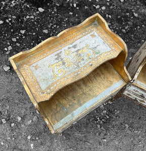 ANTIQUE 20th CENTURY PAIR OF ITALIAN GILT FLORENTINE SIDE TABLES, c1920