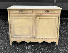 Load image into Gallery viewer, ANTIQUE 19TH CENTURY FRENCH ORNATE OAK BUFFET CUPBOARD ORIGINAL PAINT, C1900
