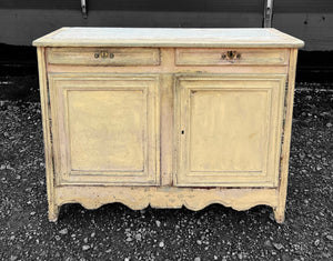 ANTIQUE 19TH CENTURY FRENCH ORNATE OAK BUFFET CUPBOARD ORIGINAL PAINT, C1900