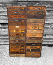 Load image into Gallery viewer, ANTIQUE 19TH CENTURY TALL RUSTIC PINE FILING CABINET WITH 30 DRAWERS, C1900
