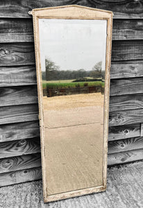 ANTIQUE 20TH CENTURY FRENCH SHABBY PAINTED TALL WALL MIRROR, C1920