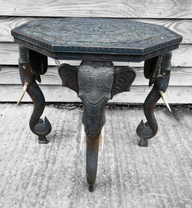 ANTIQUE 19TH CENTURY ANGLO INDIAN CARVED SIDE TABLE C1900