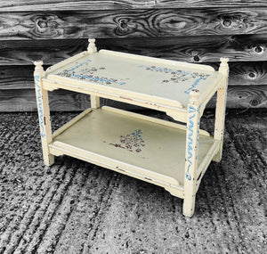 ANTIQUE 20TH CENTURY FRENCH HAND PAINTED  LOW SHELF TROLLEY, C1920