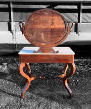 Load image into Gallery viewer, ANTIQUE 19th CENTURY FRENCH ORNATE FLAMED MAHOGANY &amp; MARBLE TOPPED DRESSING TABLE, c1900
