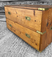 Load image into Gallery viewer, 20TH CENTURY ENGLISH PINE TWO DRAWER CAMPAIGN STYLE CHEST, C1940
