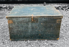 Load image into Gallery viewer, ANTIQUE 19TH CENTURY FRENCH PINE ORIGINAL BLUE PAINTED BLANKET BOX, C1900
