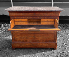 Load image into Gallery viewer, ANTIQUE 19TH CENTURY FRENCH  FLAMED MAHOGANY &amp; MARBLE TOPPED COMMODE, c1900
