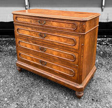 Load image into Gallery viewer, ANTIQUE 19th CENTURY FRENCH BURR WALNUT CHEST OF DRAWERS, c1900
