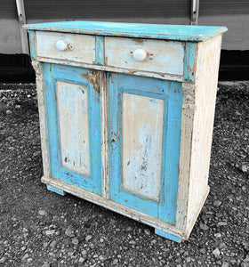 ANTIQUE 19TH CENTURY FRENCH ORIGINAL PAINTED CUPBOARD, c1900