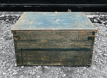 Load image into Gallery viewer, ANTIQUE 19TH CENTURY FRENCH PINE ORIGINAL BLUE PAINTED BLANKET BOX, C1900
