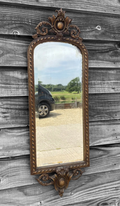 ANTIQUE 19TH CENTURY FRENCH ORNATE GILTWOOD WALL MIRROR, C1900