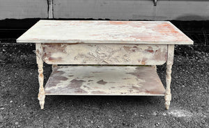 20th CENTURY FRENCH ORNATE WHITE PAINTED RUSTIC SERVING DINING TABLE