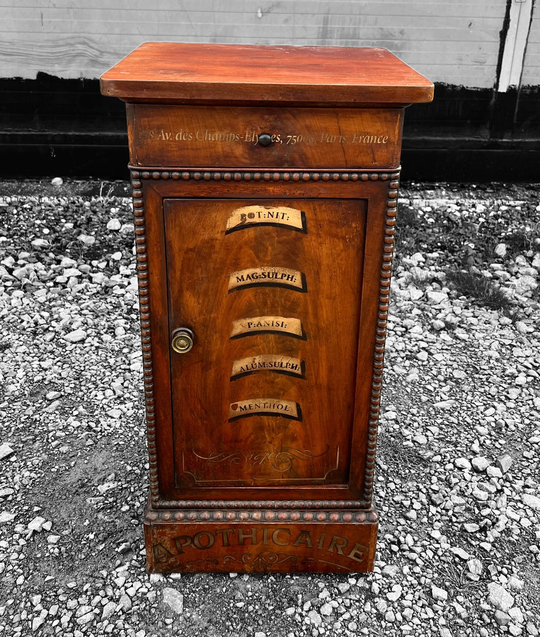 ANTIQUE 19TH CENTURY FRENCH FLAMED MAHOGANY APOTHECARY STYLE DISPLAY CABINET, C1900