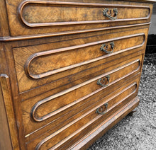 Load image into Gallery viewer, ANTIQUE 19th CENTURY FRENCH BURR WALNUT CHEST OF DRAWERS, c1900
