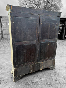 ANTIQUE 19th CENTURY FRENCH ORNATE PAINTED DOUBLE ARMOIRE WARDROBE, c1900