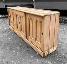 Load image into Gallery viewer, ANTIQUE 19th CENTURY ENGLISH PINE SLIDING DOOR SIDEBOARD DRESSER BASE, c1900
