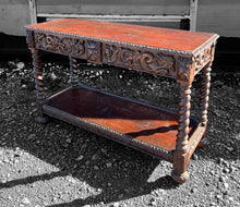 Load image into Gallery viewer, ANTIQUE 19TH CENTURY FRENCH ORNATE CARVED OAK GREEN MAN HALL TABLE, C1900
