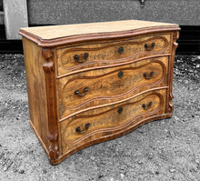 Load image into Gallery viewer, ANTIQUE 19th CENTURY FRENCH ORNATE BURR WALNUT CHEST OF DRAWERS, c1900
