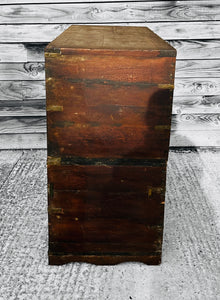 ANTIQUE 19TH CENTURY ANGLO INDIAN MAHOGANY MILITARY CAMPAIGN CHEST OF DRAWERS, C1900