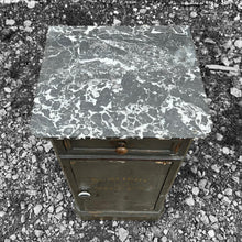 Load image into Gallery viewer, ANTIQUE 19TH CENTURY FRENCH GREY PAINTED &amp; MARBLE TOPPED SIDE TABLE, C1900
